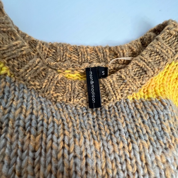 Moon & Madison Sweater L Knit Crewneck Ribbed Chunky Sweatshirt Top Stripe. Sz S - Picture 7 of 7